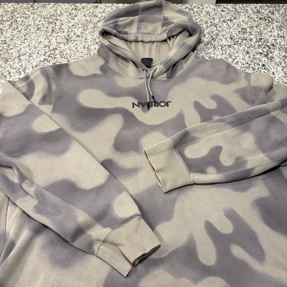 Jordan Camo Pullover Hoodie Men's 3XL Green Grey Camouflage Sweatshirt Logo